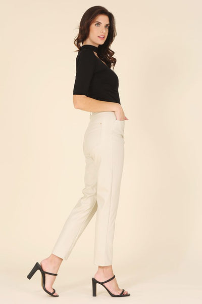 Vegan No Stretch Leather Pants - Fashions Envy