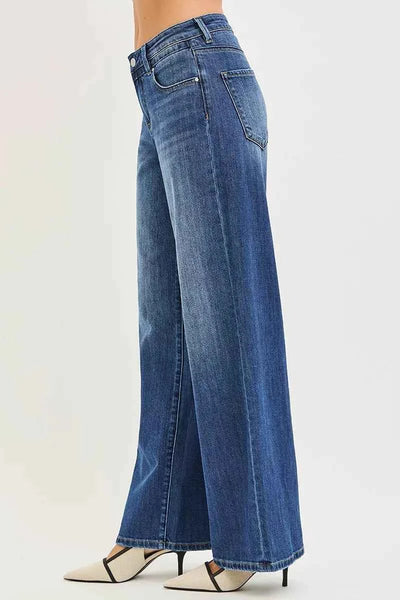 RISEN Slouchy Baggy Jeans - Dark Wash Full Length