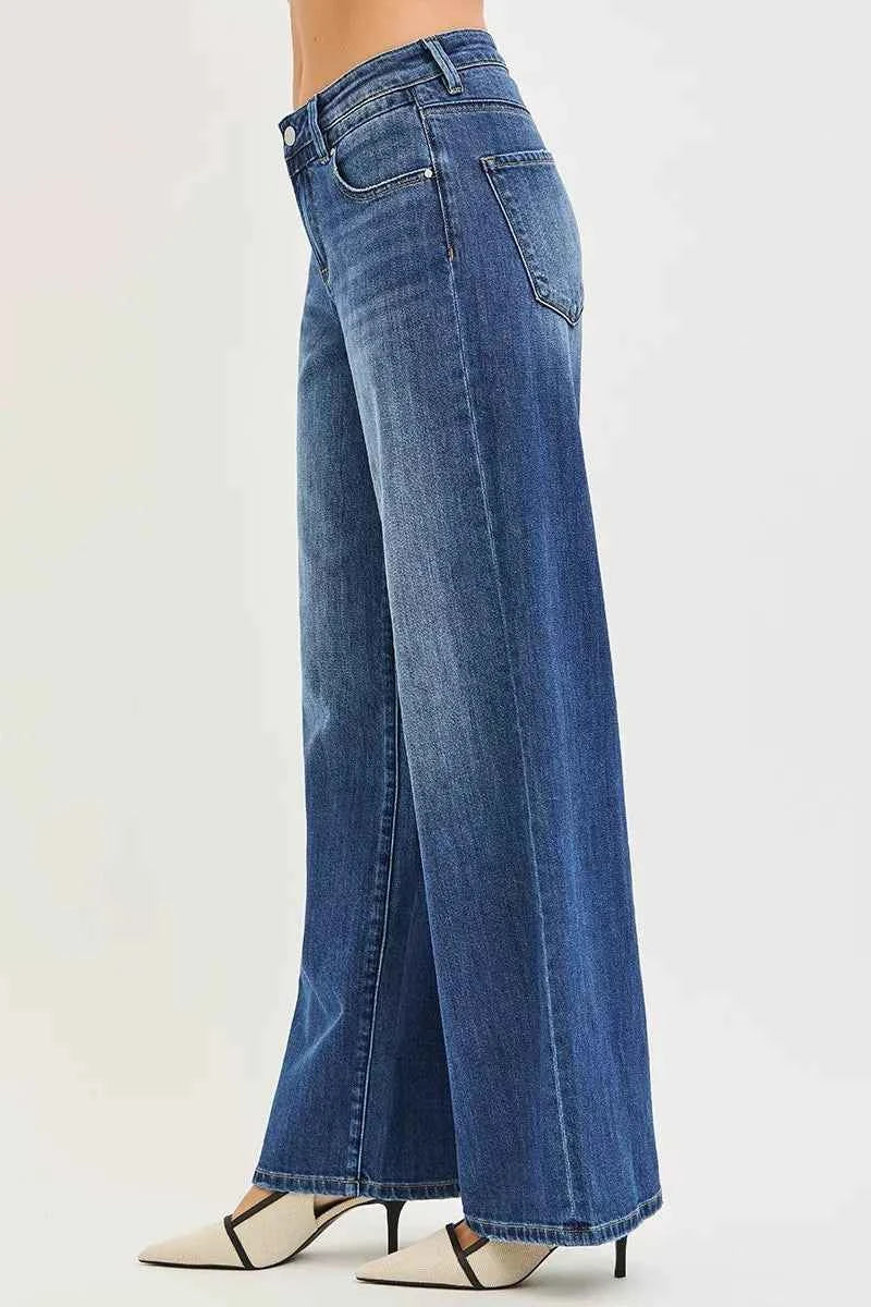 RISEN Slouchy Baggy Jeans - Dark Wash Full Length