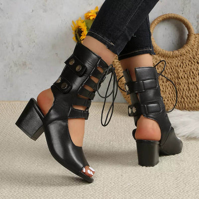Chic Lace-Up Block Heel Sandals - Fashions Envy