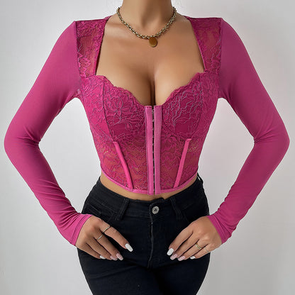 Lace Enchantment Corset - Button V-Neck Top