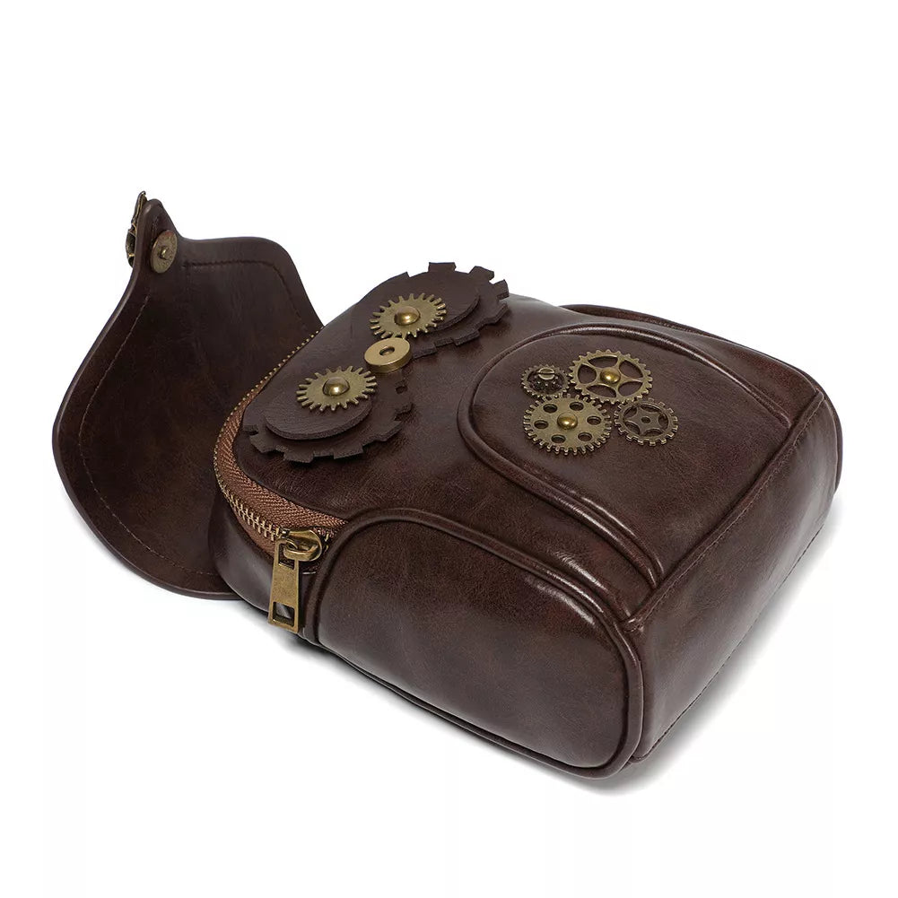 Steampunk Owl Crossbody Bag - Bronze Mini Design - Fashions Envy