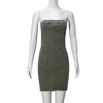 Sexy Y2K Denim Tube Top Summer Mini Dress