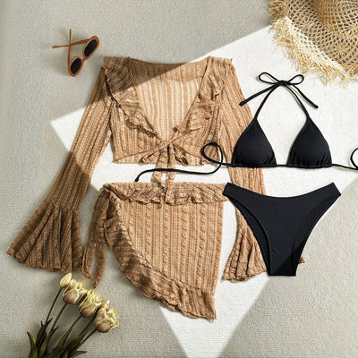 Sexy lace mesh four piece swimsuit bikini bikini