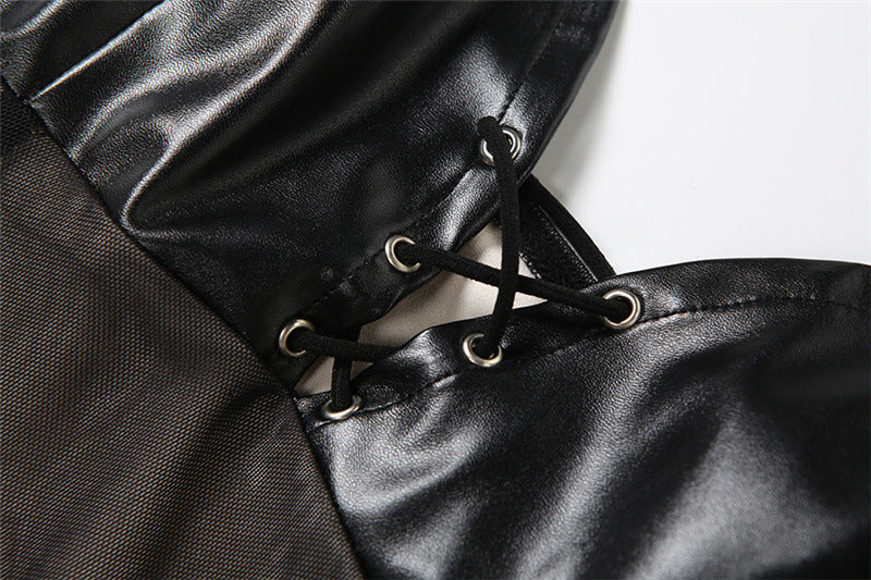 Mesh Splicing Bodycon Dress - Sexy Sleeveless Maxi