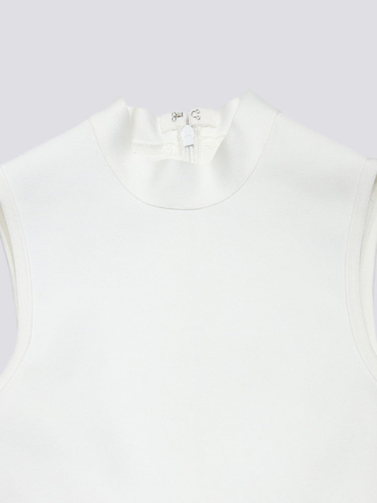 White Bodycon Prom Mini Dress - Irregular Tassel Gown