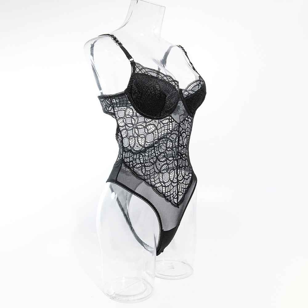 Hollow-out Lace Shaping Bodysuit - Going Out Top