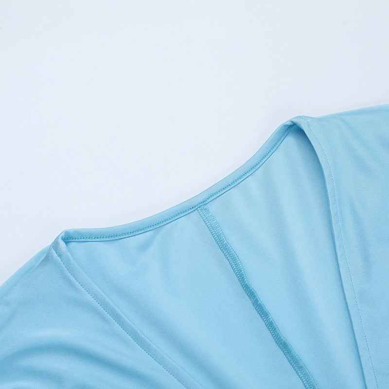 Deep V-neck Mini Dress - Hip Hugging Long Sleeve