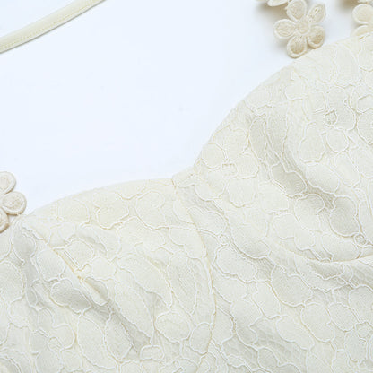 Yellow Lace Maxi Dress - V-Neck Camisole Gown