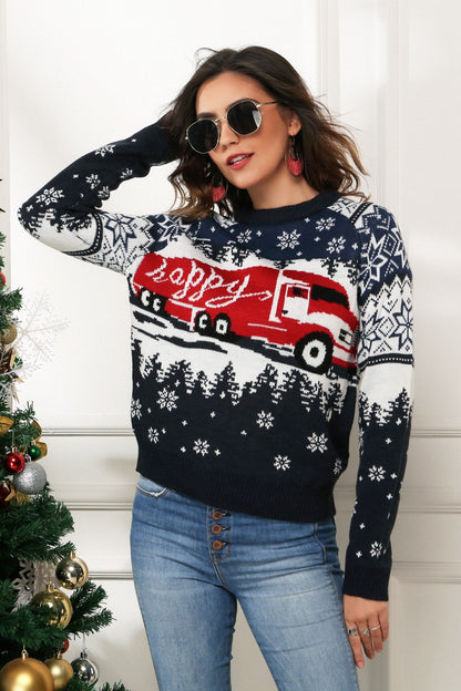 HAPPY Christmas Raglan Sleeve Sweater - Fashions Envy