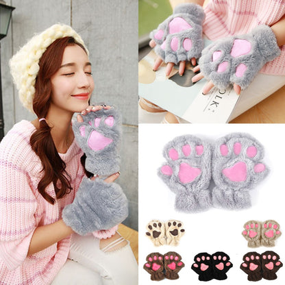 Paw Print Gloves - Cat Claw Winter Fingerless