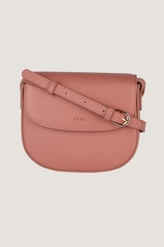 Textured PU Vegan Leather Dust Pink Crossbody Mini Bag