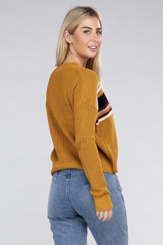 Striped Crewneck Long Sleeve Pullover Sweater