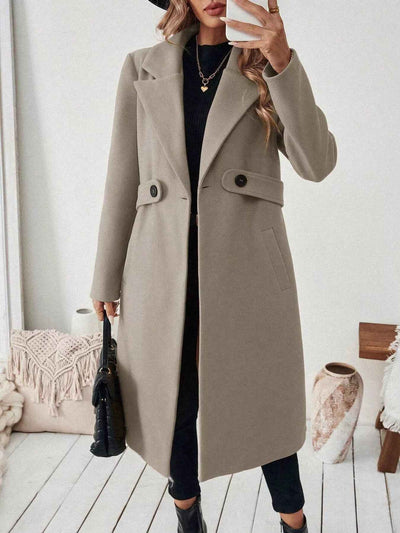 Wool Blend Overcoat - One Button Belted Long Coat - Fashions Envy