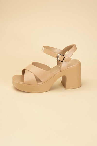 TOUCH-S Crisscross Sandal Heels - Fashions Envy