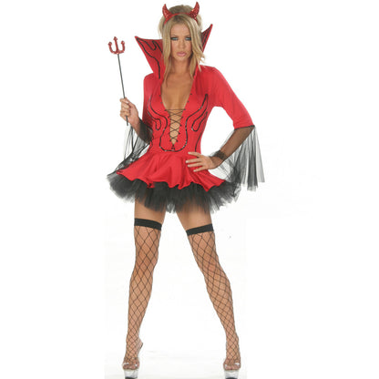 Devil Costume - Sexy Halloween Long Sleeve Outfit