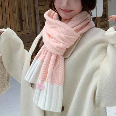Two-Tone Cable Knitted Scarf