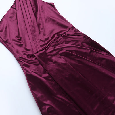 Satin Evening Dress - Formal Slit One Shoulder - Fashions Envy