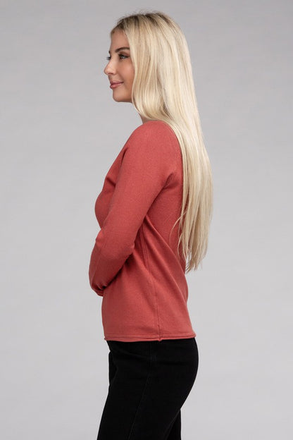 Long Sleeve Viscose Round Neck Basic Sweater