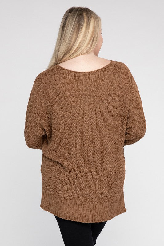 Plus Size Crew Neck Knit Sweater