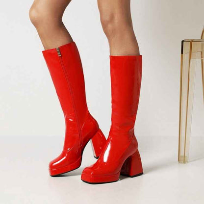 Women's Waterproof Platform High Boots - Candy Colors - Fashions Envy