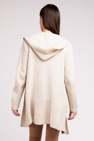 Hooded Open Front Sweater Cardigan - Fashions Envy