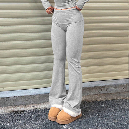 High Waist Skinny Pants - Casual Elastic Waistband