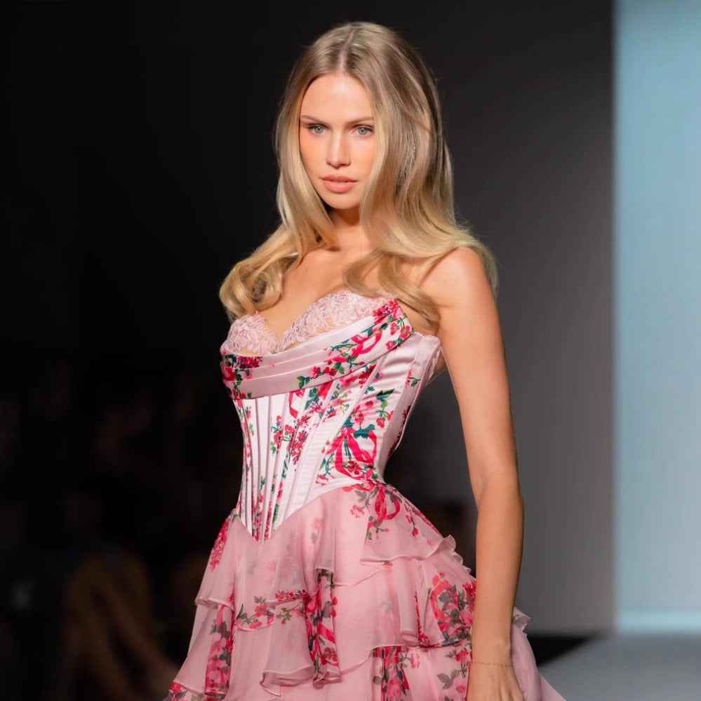Sweetheart Neck Strapless Printed Maxi Dress