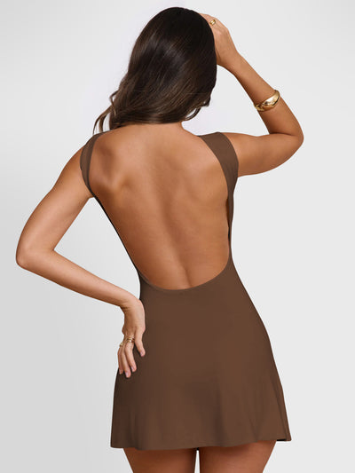 Backless Wide Strap Slim Fit Mini Dress