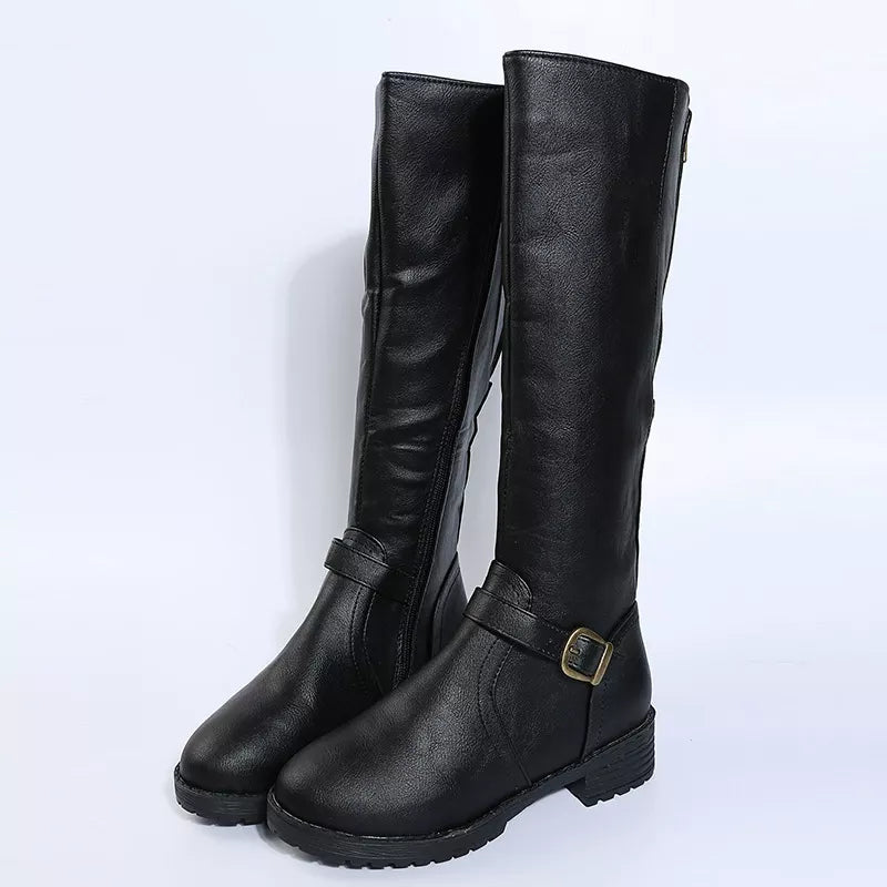 Round Toe Block Heels Boots - Fashions Envy