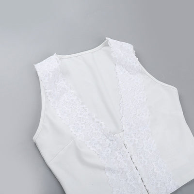 Lace Crop Top - Casual Sleeveless U-Neck