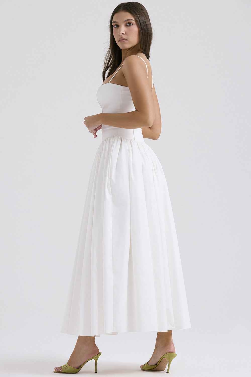 Floral Cami Maxi Dress - Cinched Waist A-Line Spaghetti Strap