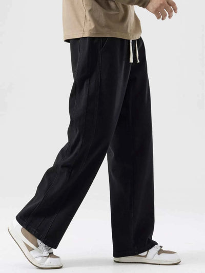 Men's Plus Size Casual Drawstring Wide-Leg Jeans