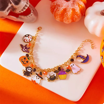 18K Gold-Plated Halloween Charm Bracelet - Fashions Envy