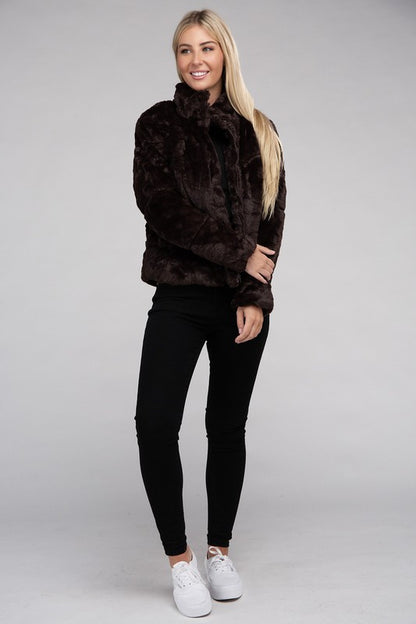 Fluffy Zip-Up Sweater Cozy Jacket