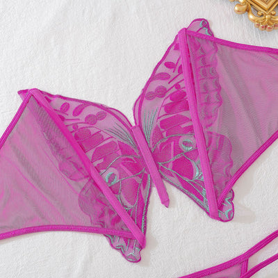 Mesh Lingerie Set - Embroidered Bow Detail