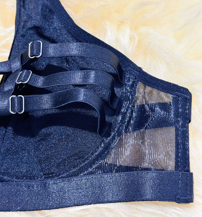 Lingerie Skirt Set - Lace Bra with Fishnet Stockings - Fashions Envy