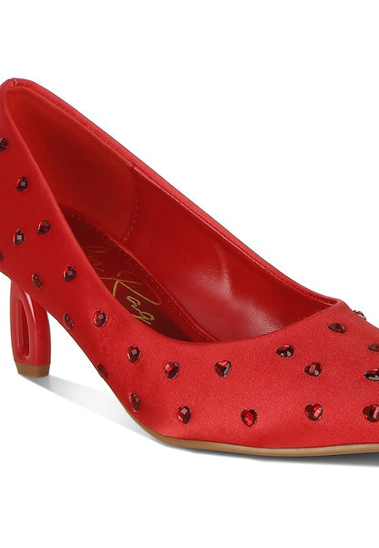 Madhara Heart-Shaped Rhinestones Pumps