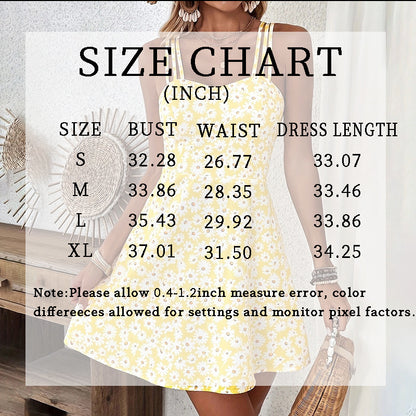 Floral Print Spaghetti Straps A-Line Flowy Summer Mini Sundress