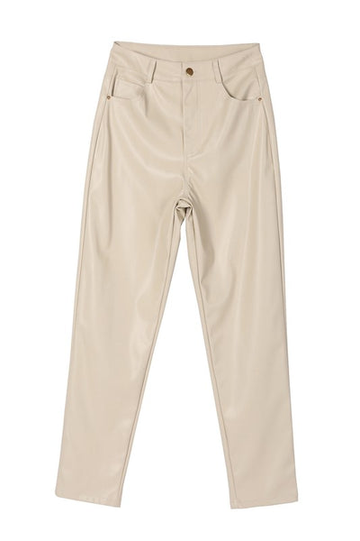Vegan No Stretch Leather Pants - Fashions Envy