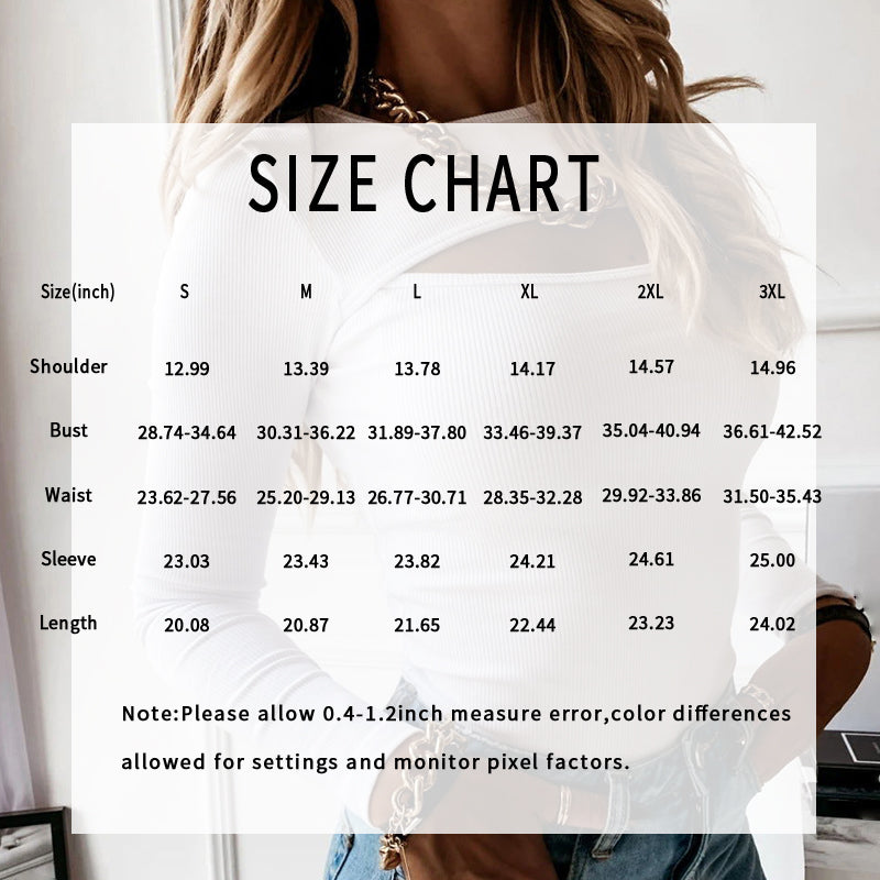 Long Sleeve Top - Ribbed Cut-Out Fitted Casual