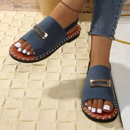 Stylish Open Toe Low Heel Sandals - Fashions Envy