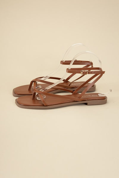 Squared Off Open Toe Flat Sandals