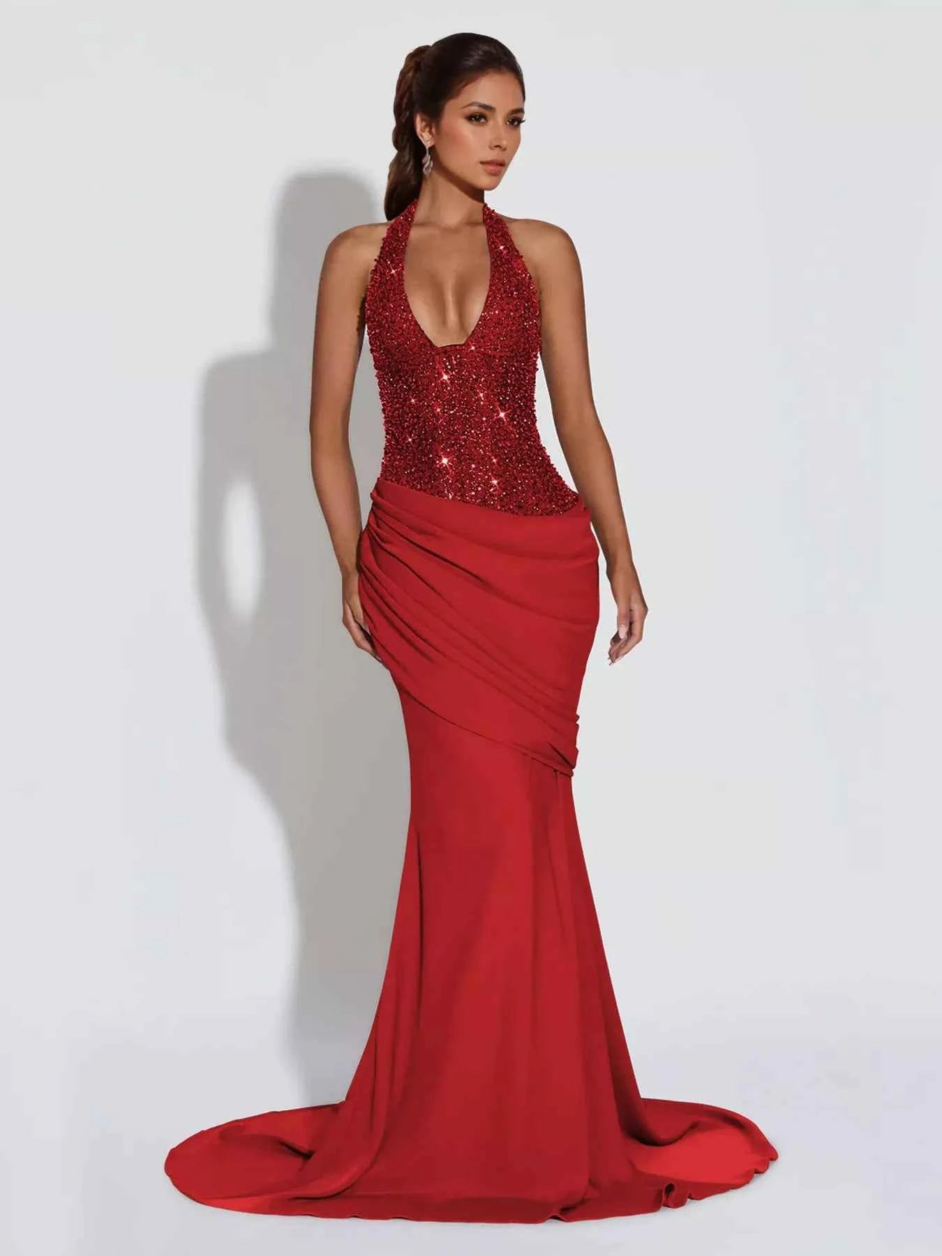 Sequin Halter Neck Maxi Dress