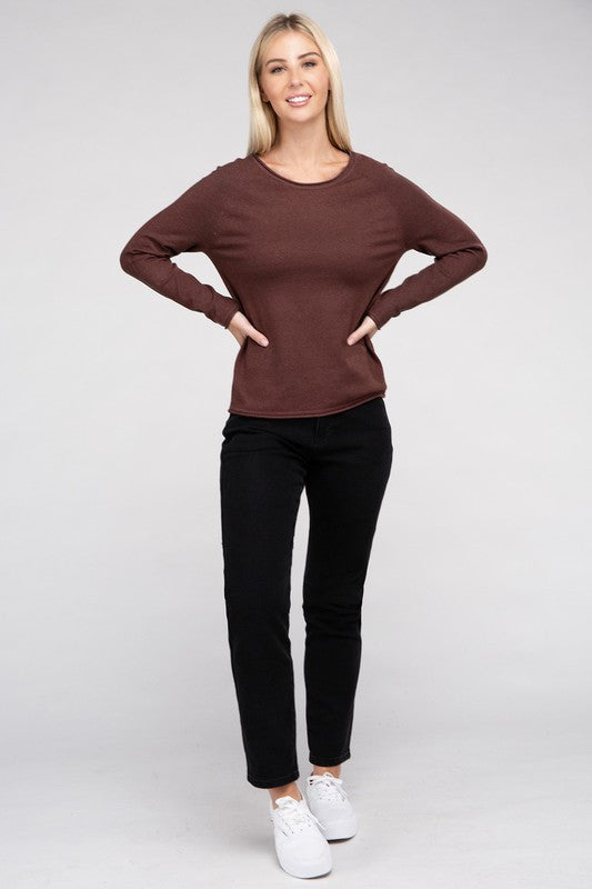 Long Sleeve Viscose Round Neck Basic Sweater