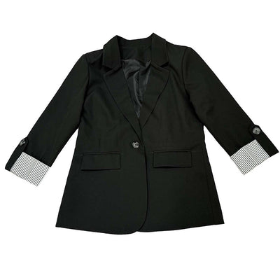 Open Front Blazer - Rolled Sleeve Office Jacket