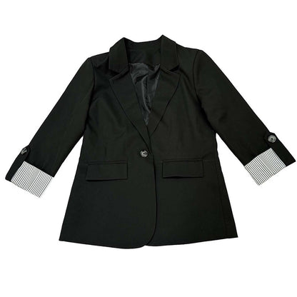 Open Front Blazer - Rolled Sleeve Office Jacket