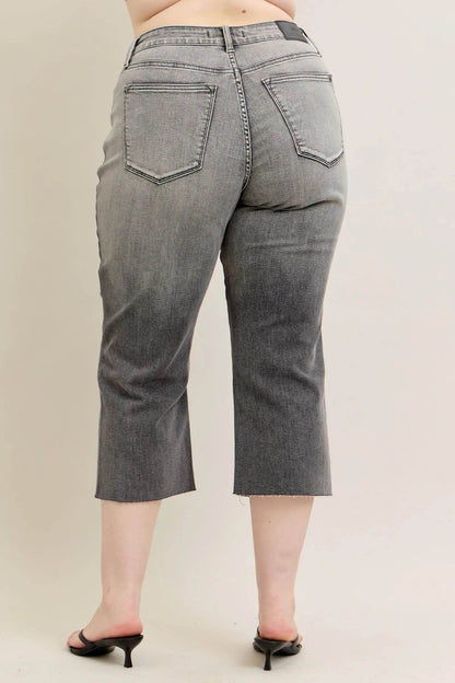 Judy Blue Full Size Wide Leg Capris Jeans Plus Size - Fashions Envy