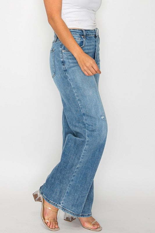 Full Size High Rise Wide Leg Jeans with Pockets