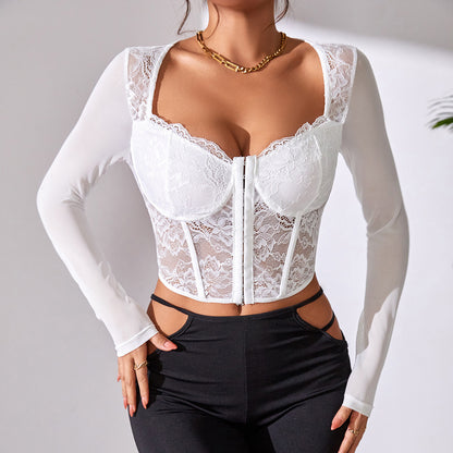 Lace Enchantment Corset - Button V-Neck Top